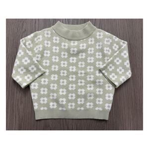 Princess Polly Green Print Mock Neck Sweater Women’s XS/S Cropped Knit